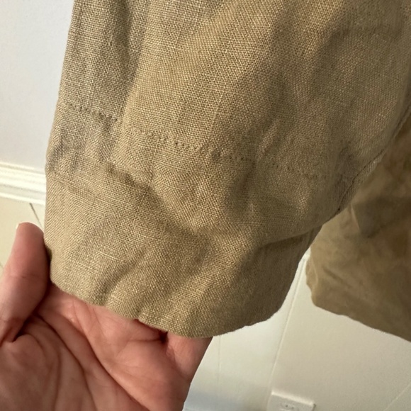 Chico’s Women’s Long Sleeve with Lace Tan Button Front Linen Jacket Sz 2, L GUC - Picture 7 of 8